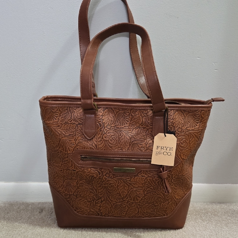 FRYE AND CO. Brown Embossed Shoulder Bag